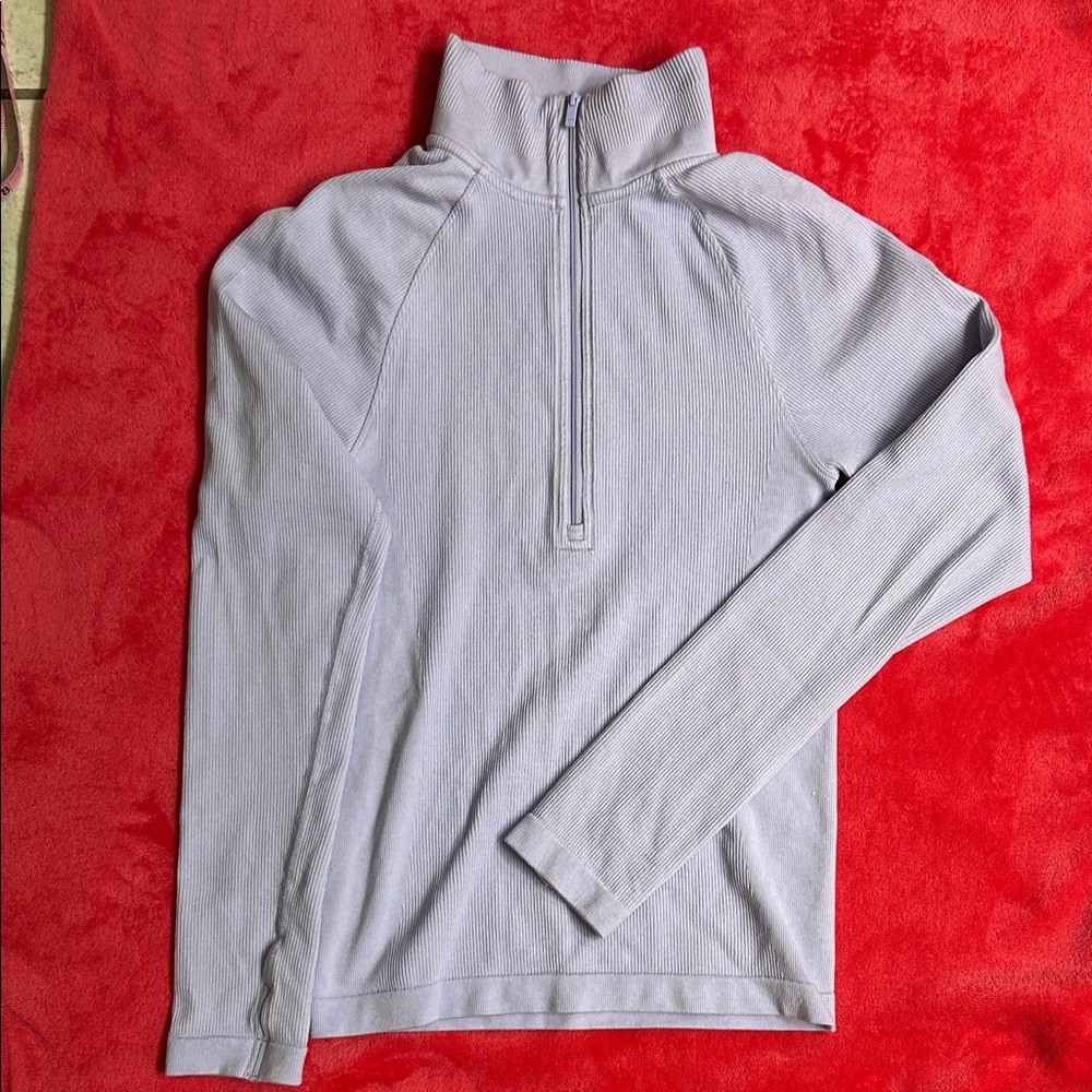 All in Motion Girls’ Lavender Half-Zip Ribbed Activewear Top